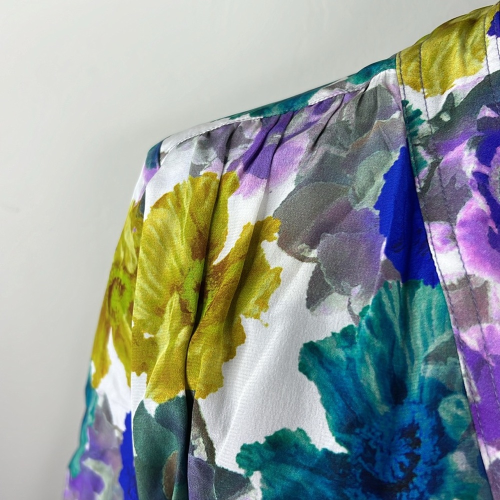 TUCKER Floral Silk Dress XS - Picture 5 of 9